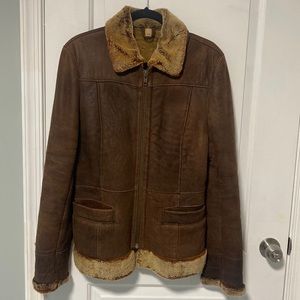 Natural suede leather wool lining jacket size medium